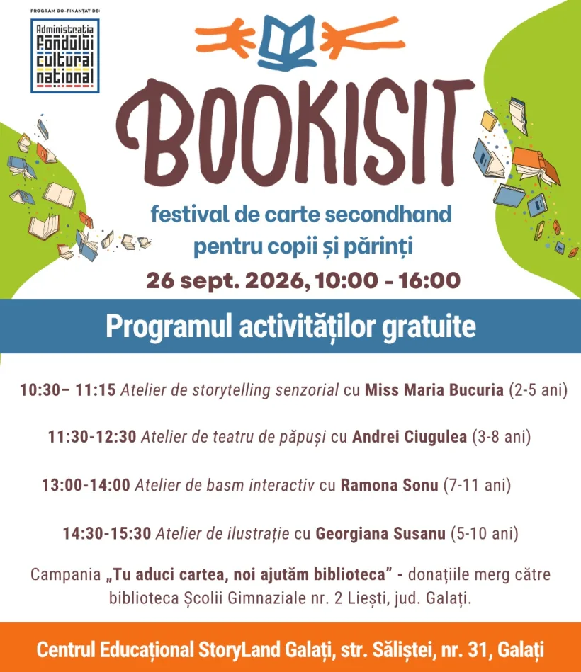 Bookisit Galați, festival dedicat cărților pentru copii și lecturii în familie