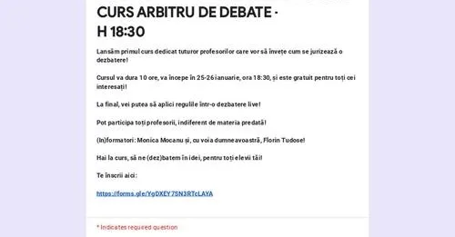 CURS ARBITRU DE DEBATE