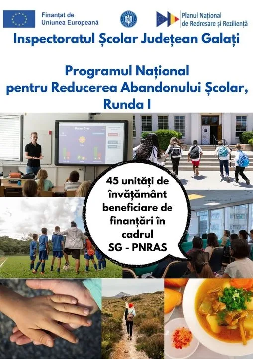 45 de școli gălățene susținute prin Programul Național pentru Reducerea Abandonului Școlar
