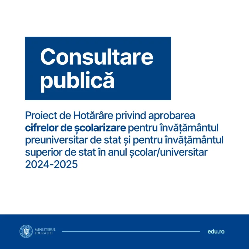 Consultare publică privind cifra de școlarizare elevi