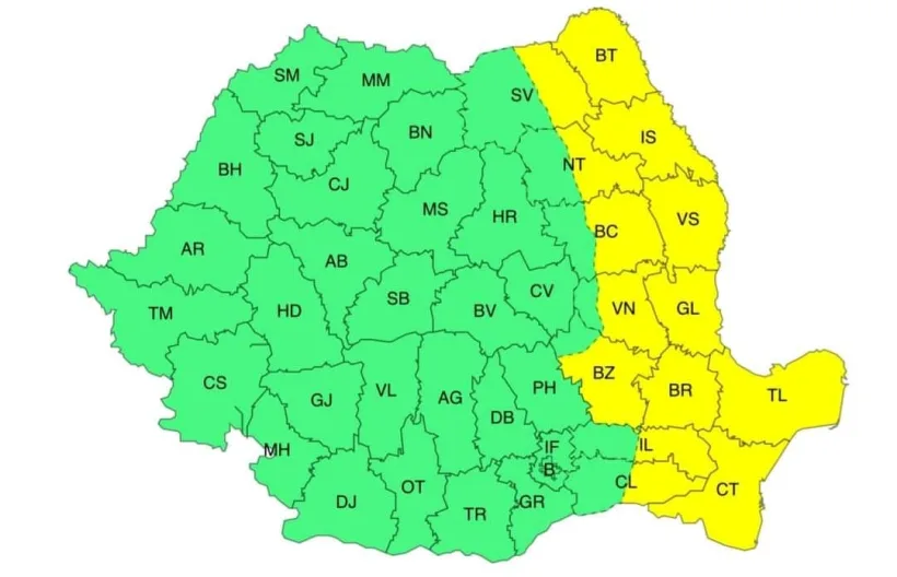 O nouă repriză de ploi și vânt în județul Galați