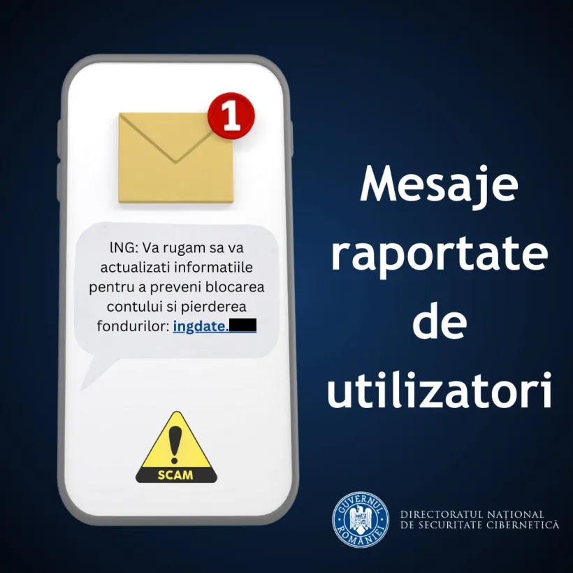 Directoratul Naţional de Securitate Cibernetică: Atenție la mesajele prin care vi se cere actualizarea datelor de cont!