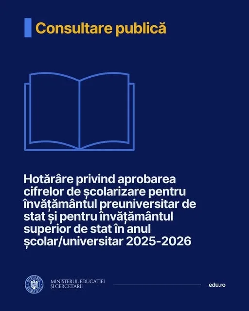 Încep dezbaterile publice pe tema cifrelor de școlarizare  anul școlar/universitar 2025-2026
