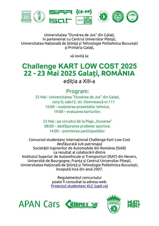 A început a 13-a ediție a concursului „Challenge Kart Low Cost 2025”