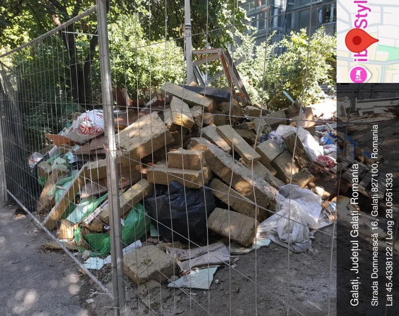 Garda de Mediu Galați: șantierul unui bloc, amendat pentru depozitarea necorespunzătoare a deșeurilor