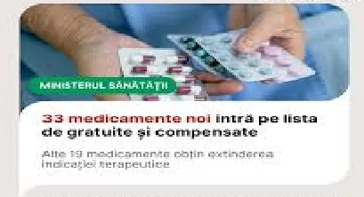 33 de medicamente noi intră pe lista de gratuite și compensate.