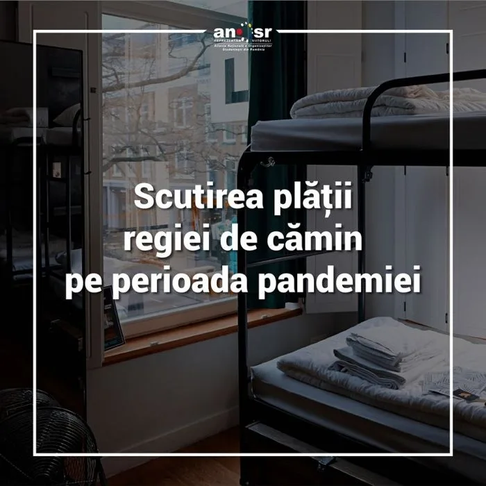 ANOSR solicită tuturor universităților de stat să scutească de plata regiei de cămin studenții
