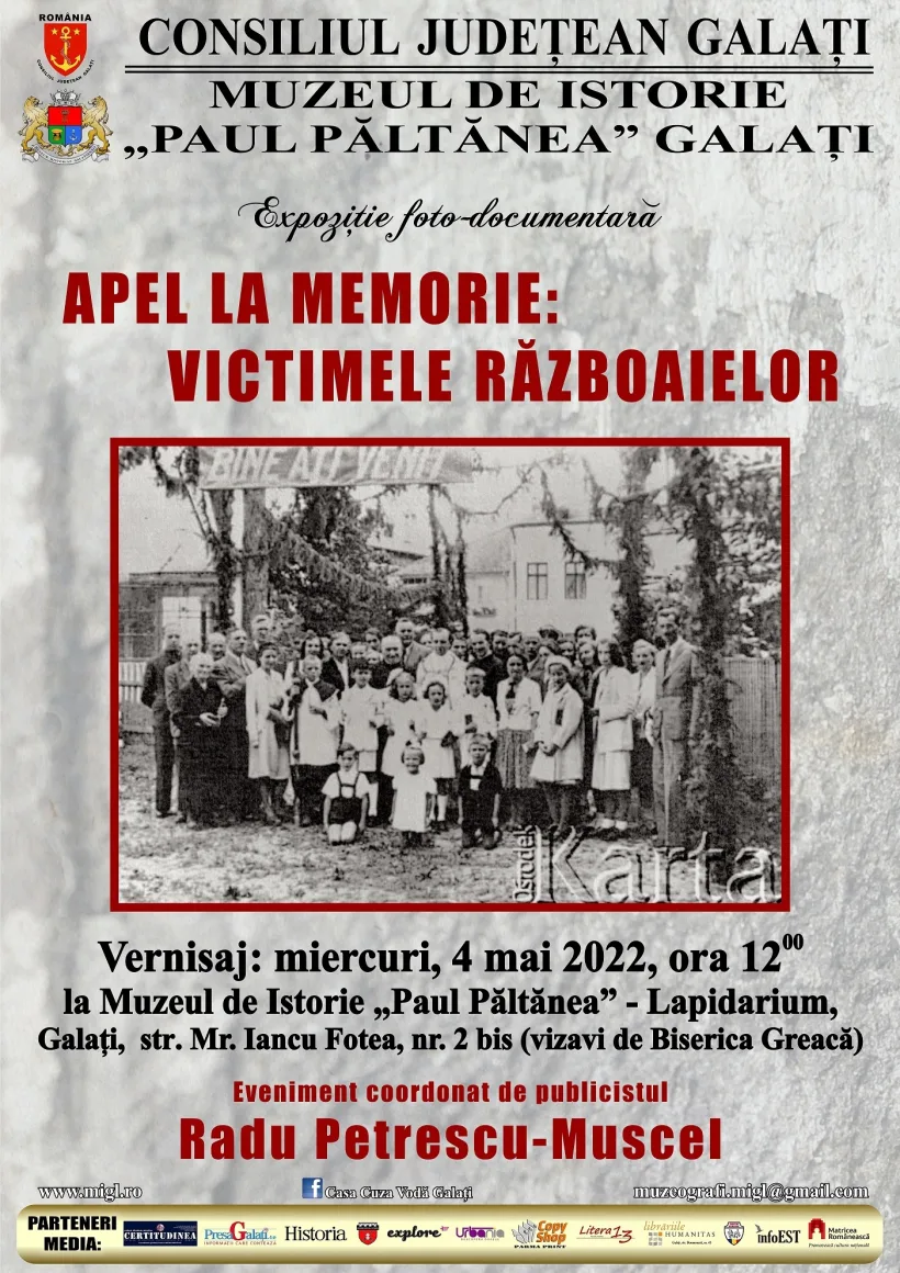 Expoziția foto-documentară itinerantă „Apel la memorie: victimele războaielor”, la Muzeul de Istorie Galați