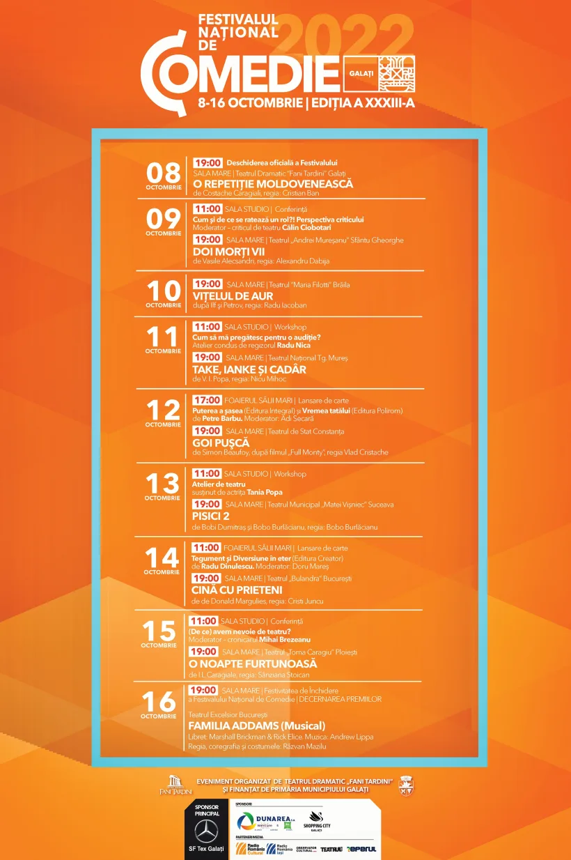 Programul complet al Festivalului Național de Comedie, Galați, ediția a XXXIII-a