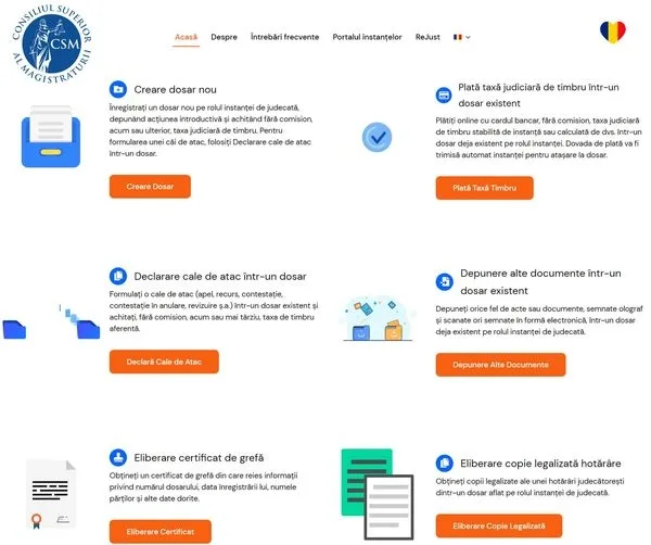 Portalul de registratură lansat de Curtea de Apel Galați, mutiplicat în toată țara