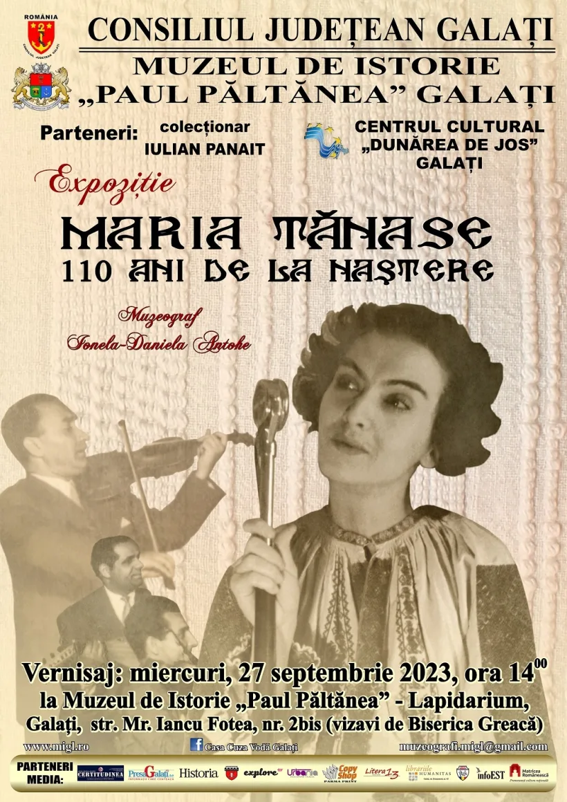 110 ani de la nașterea Mariei Tănase, marcați printr-o expoziție la Muzeul de Istorie din Galați