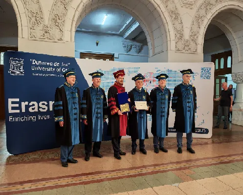 RELAȚII ACADEMICE DE EXCELENȚĂ - UDJ Galați a acordat titlul de Doctor Honoris Causa prof. univ. dr. ing. ec. Dumitru Nedelcu