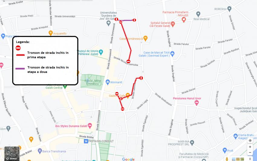 Trafic auto închis pe mai multe tronsoane de străzi din Galați