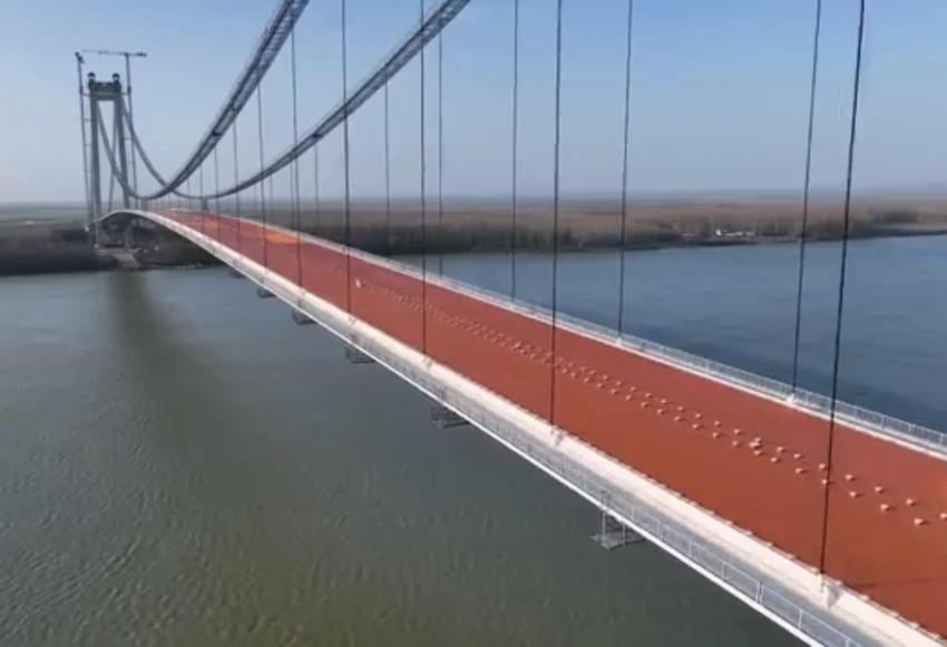Stadiul lucrărilor la Podul suspendat peste Dunăre