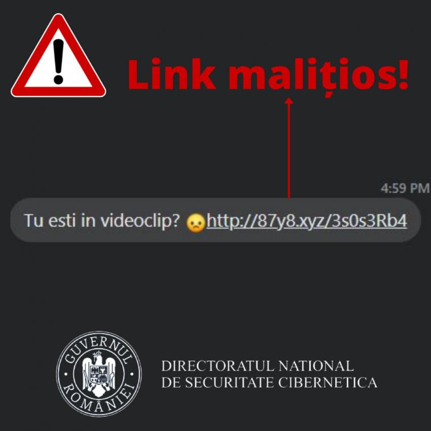 Directoratul Național de Securitate Cibernetică: Au revenit atacurile cu link-uri maliţioase care se propagă prin mesaje pe reţelele social media, cu textul &quot;seamănă cu tine&quot;, &quot;apari în acest video&quot;